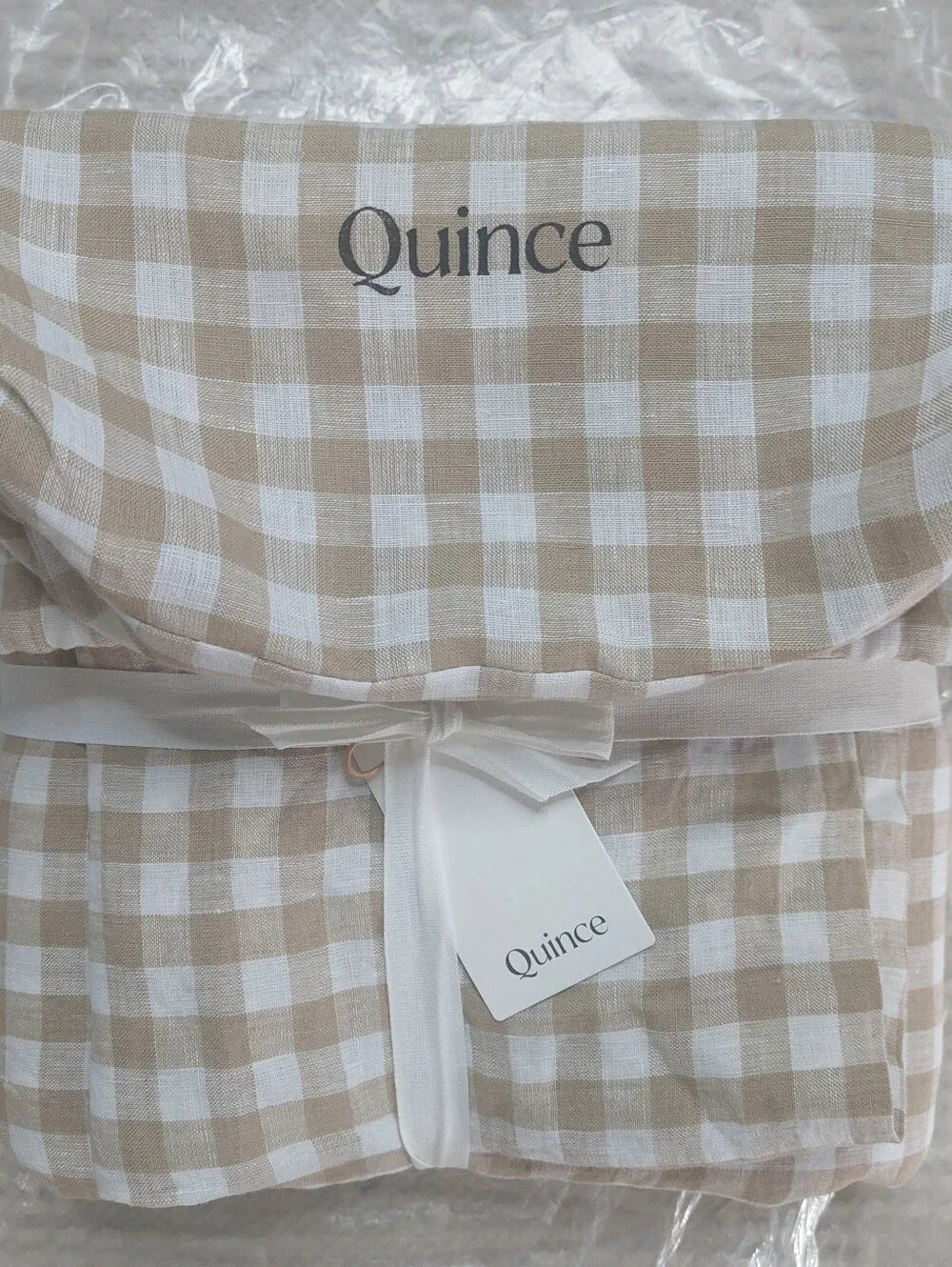 NWT! Quince European Linen Cafe Gingham Duvet Cover & 1 Sham! Sz. Twin(762)